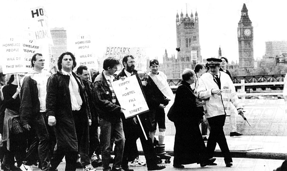 Marchers crossing Waterloo Bridge. Photo: Nick Cobbing.