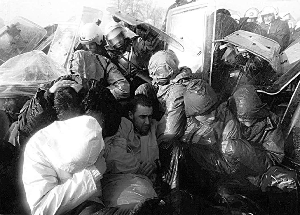 Protests against nuclear waste trains at Gorleben, Germany.